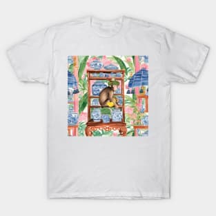 Monkey on the shelf with chinoiserie jars T-Shirt